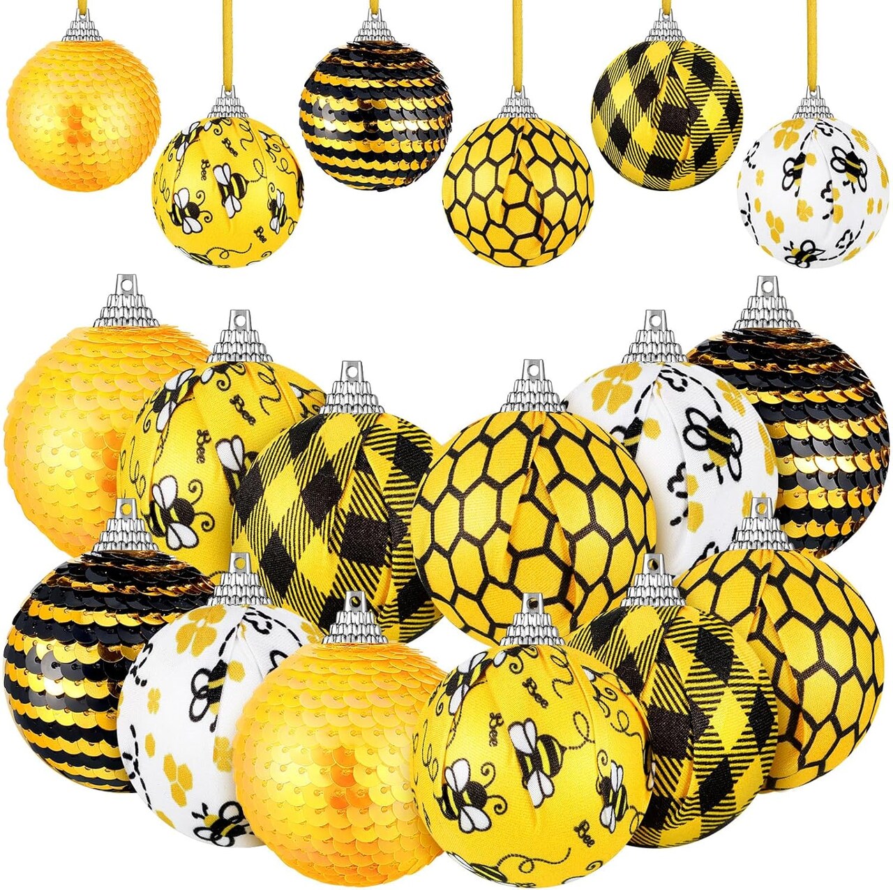 12 Pcs Bee Ornament for Tree Summer Party Decoration Bee Themed Party Supplies Ball Ornaments Tree Decoration